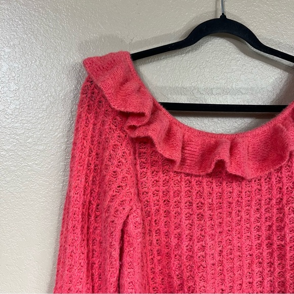 Anthropologie Off the Shoulder Ruffle Sweater Sweater - Picture 4 of 6